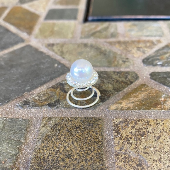 Pearl & Silver Rhinestone Hair Spinners - Picture 3 of 6